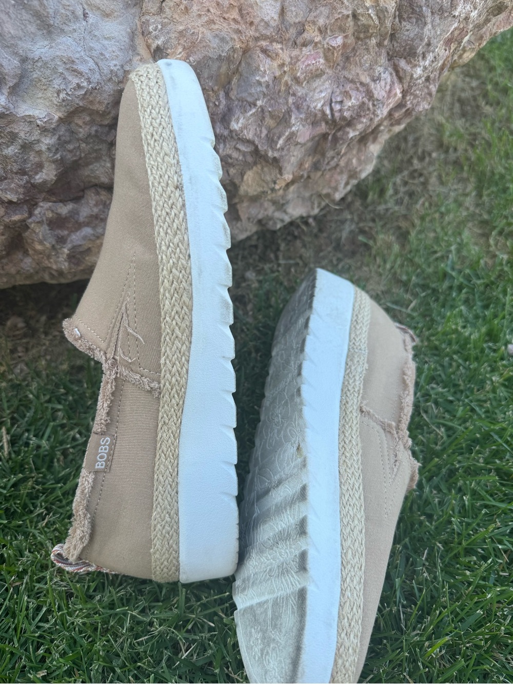 BOBS from Skechers Tan Canvas Slip-On Espadrille Sneakers - Picture 2 of 8
